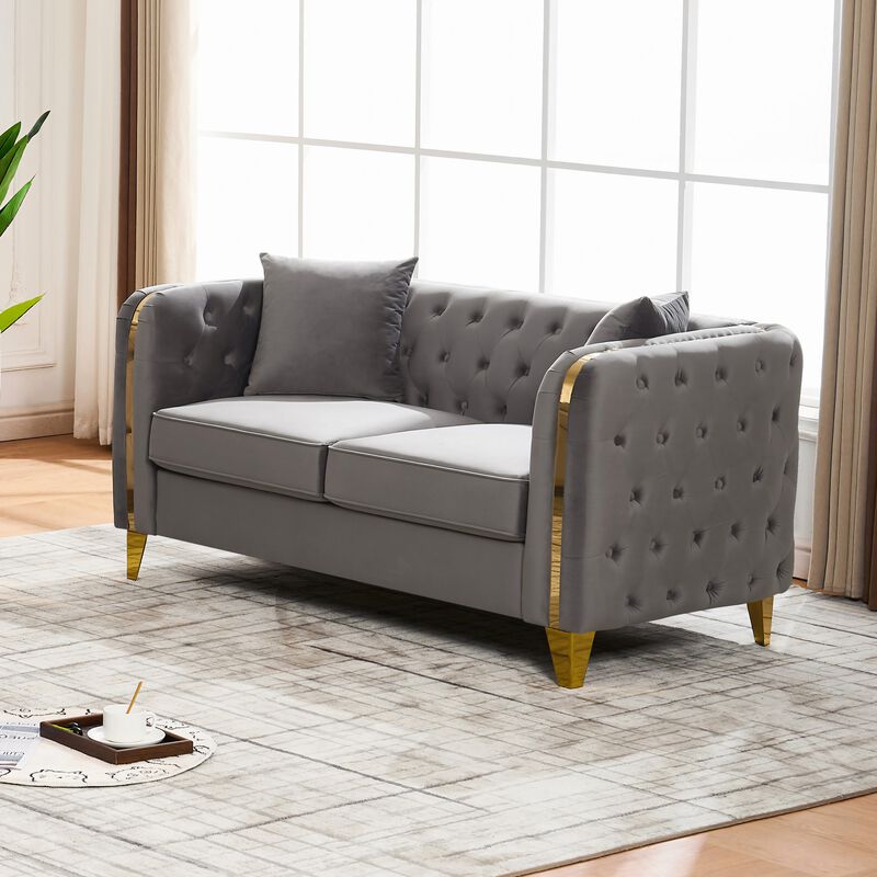 Klurox Velvet accent Loveseat image number 2