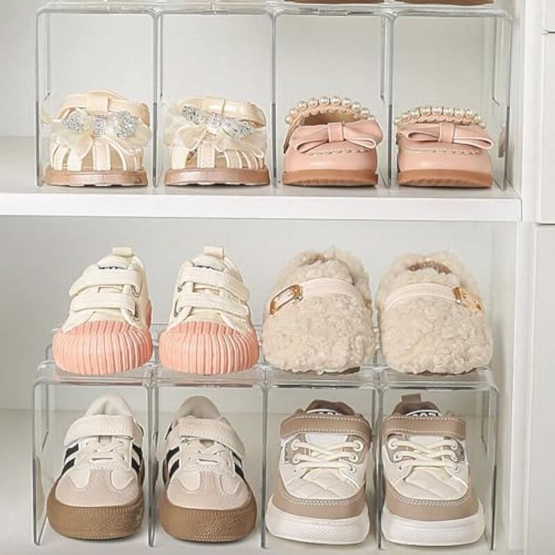 Shoe Organizer Adjustable Shelves Closet Storage Clear Kids image number 3