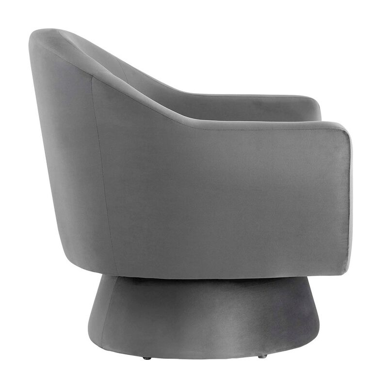 Astral Performance Velvet Fabric and Wood Swivel Chair image number 3