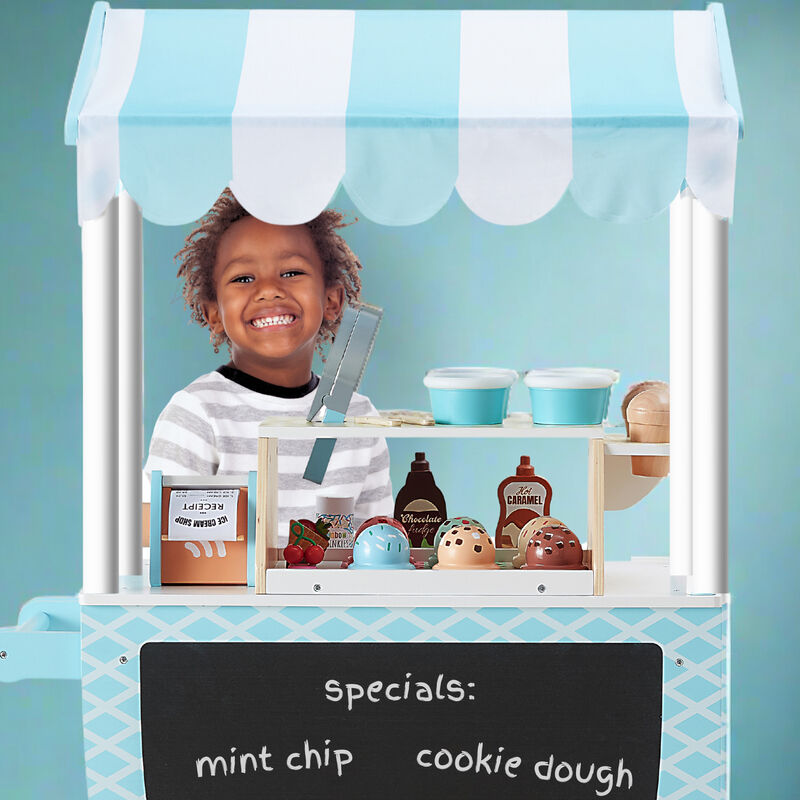 My Little Helper Ice Cream Cart & Accessories, Blue/White image number 8