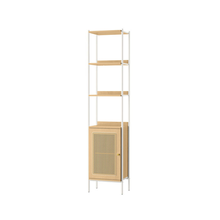 Bookcase with Rattan-Like Doors for Stylish Storage and Decorative Charm