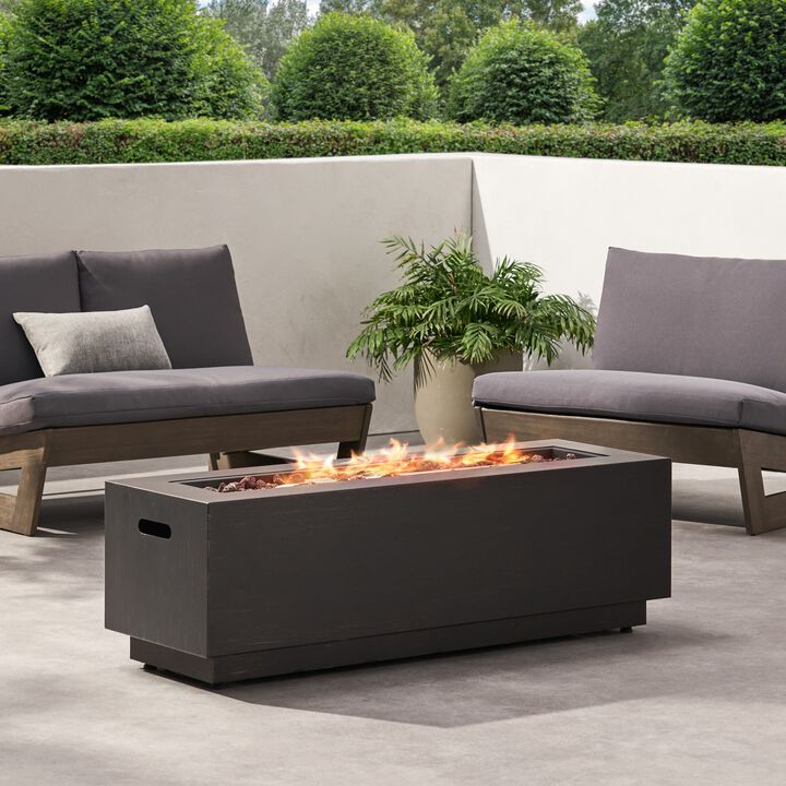 Mondawe Cast Iron Propane Antique Bronze Outdoor Patio 50000 BTU Rectangular Fire Pit