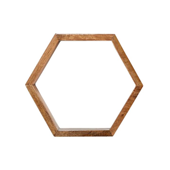Nearly Natural 12-in Wooden Hexagon Floating Honeycomb Shelve (Set of 5)