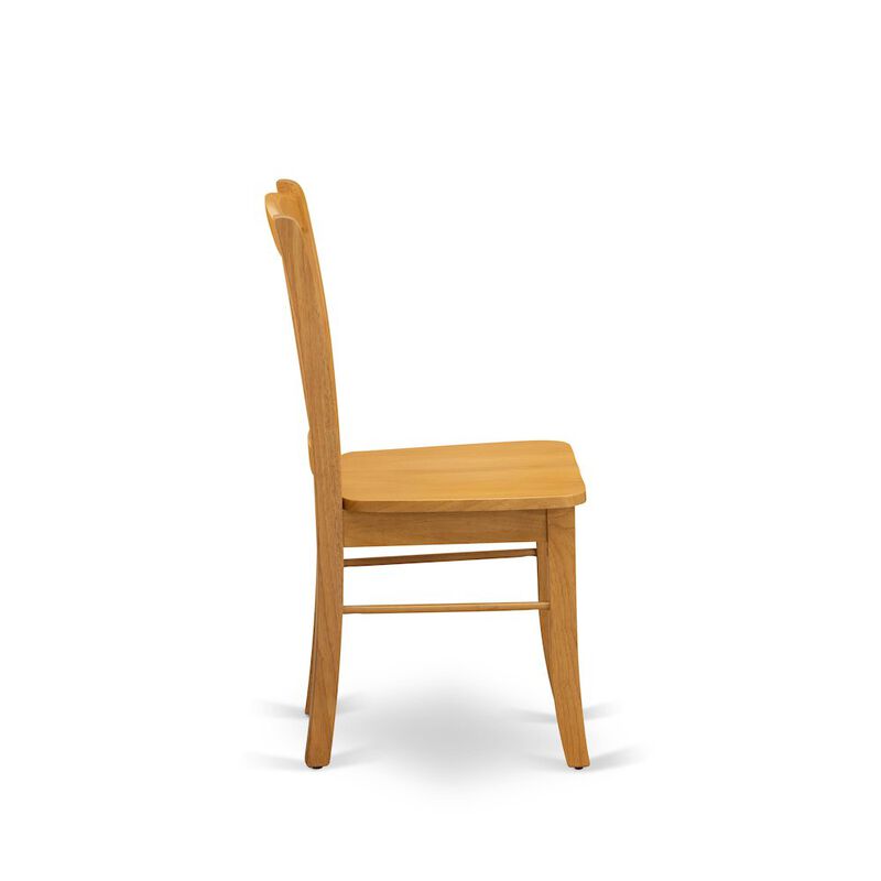 OXDL3-OAK-W - 3-Piece Kitchen Dining Set- 2 Kitchen Chairs and Modern dining room table - Wooden Seat and Slatted Chair Back - Oak Finish