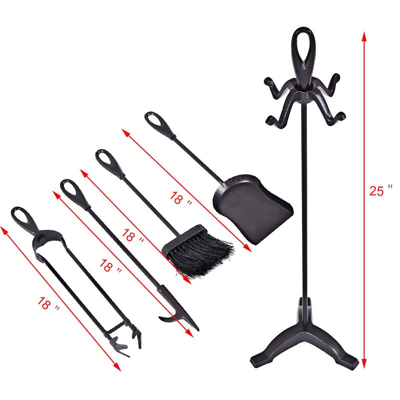 Iron Fireplace Tools Set 5 Piece for Modern or Classic Hearths image number 3