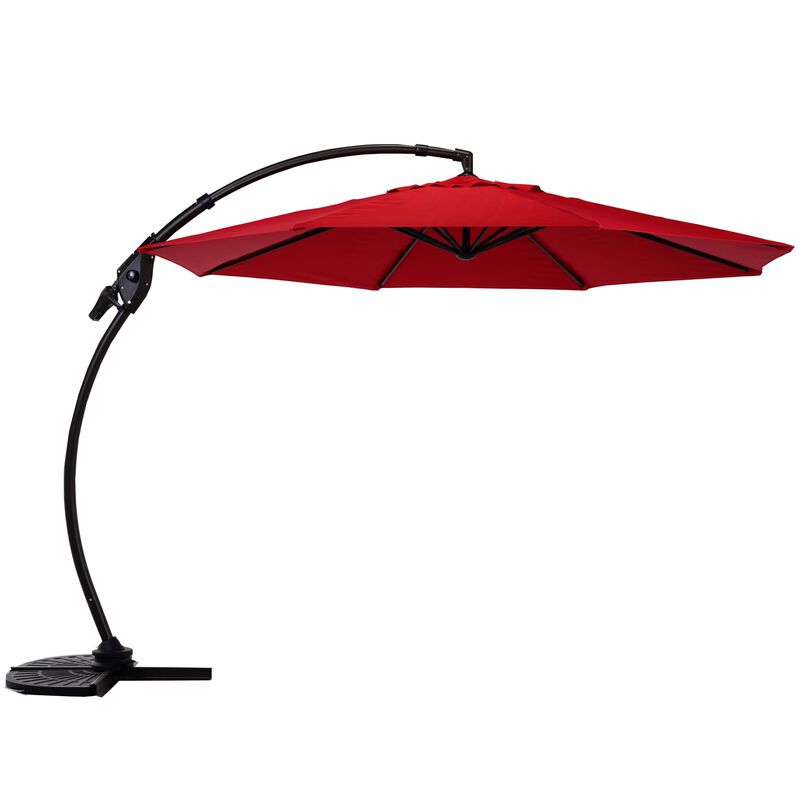Mondawe 11ft Cantilever Umbrella w/ 360&deg; Rotation & 90&deg; Tilt, Powder-Coated Aluminum Frame Umbrella(Without Base)