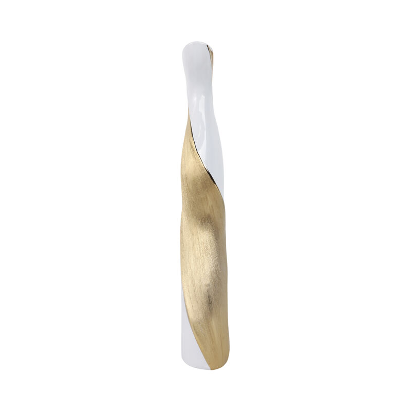24" Twisted Vase, White/Gold image number 1