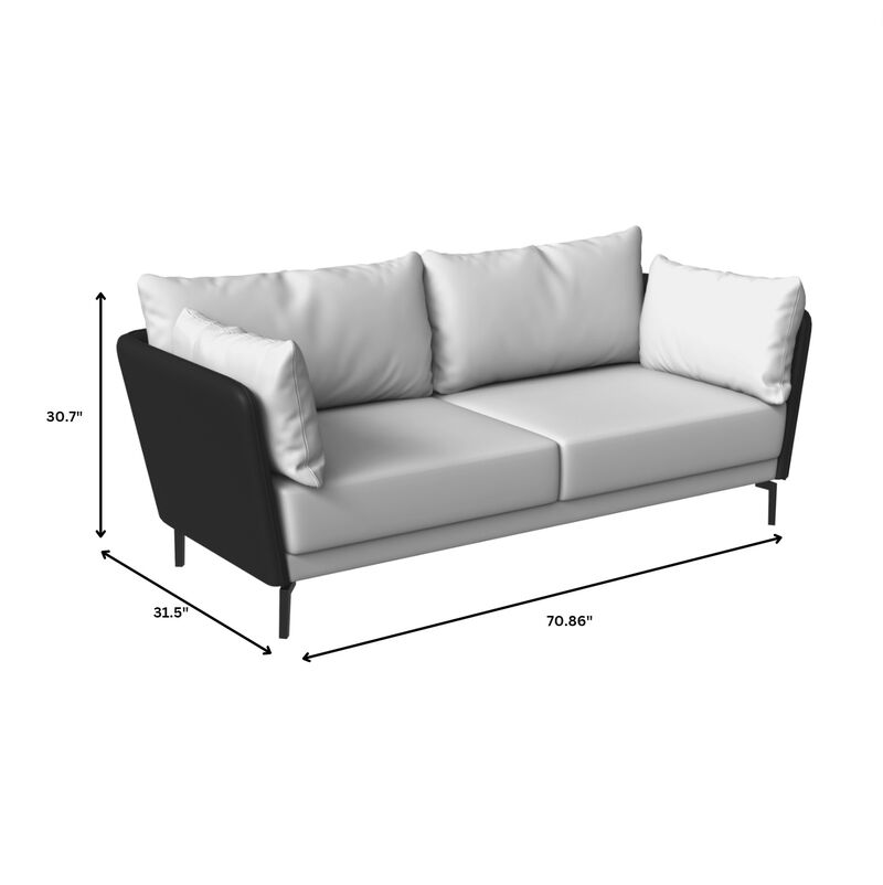 LeisureMod Luxify Series 3 Seater Sofa – Modern Leather Couch with Stainless Steel Legs, Removable Cushions, and Sleek Low-Profile Design for Living Rooms and Apartments
