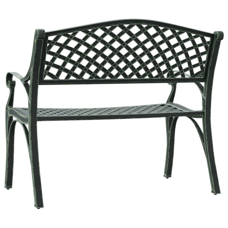 vidaXL Crafted Patio Bench - Comfortable 40.2" Cast Aluminum Green - Weather-Resistant - Charming Floral Detailing - Easy Assembly - Extra Sturdy with Cast Iron Legs
