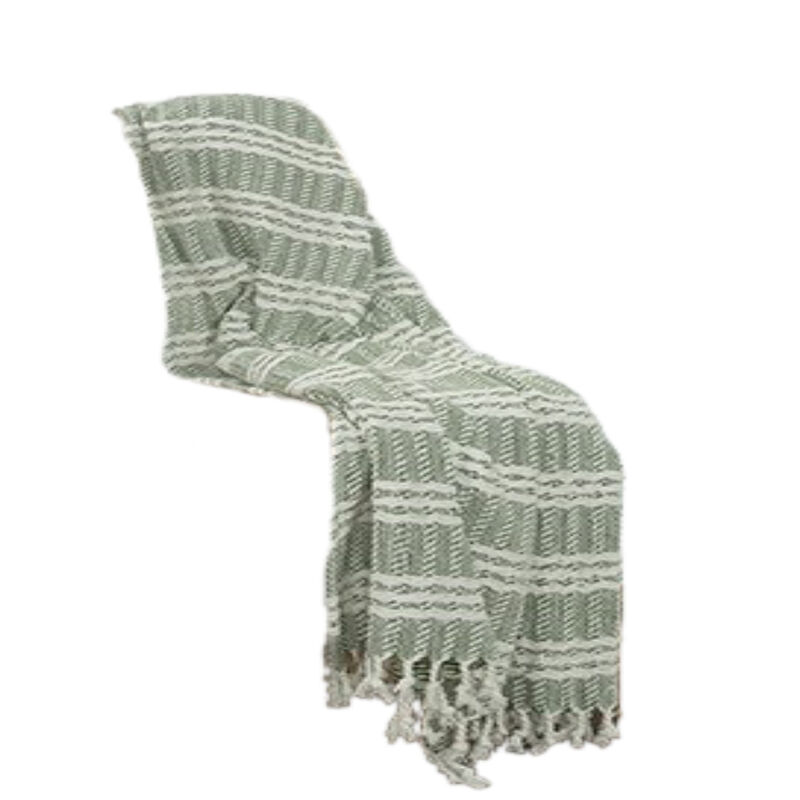 HomeRoots Green Woven 100% Cotton Throw Blanket image number 2