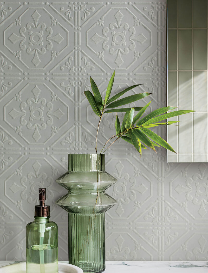 Brooklyn White Tin Paintable Wallpaper image number 2