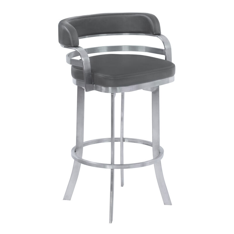 Prinz Counter Height Swivel Faux Leather and Brushed Stainless Steel Bar Stool image number 0