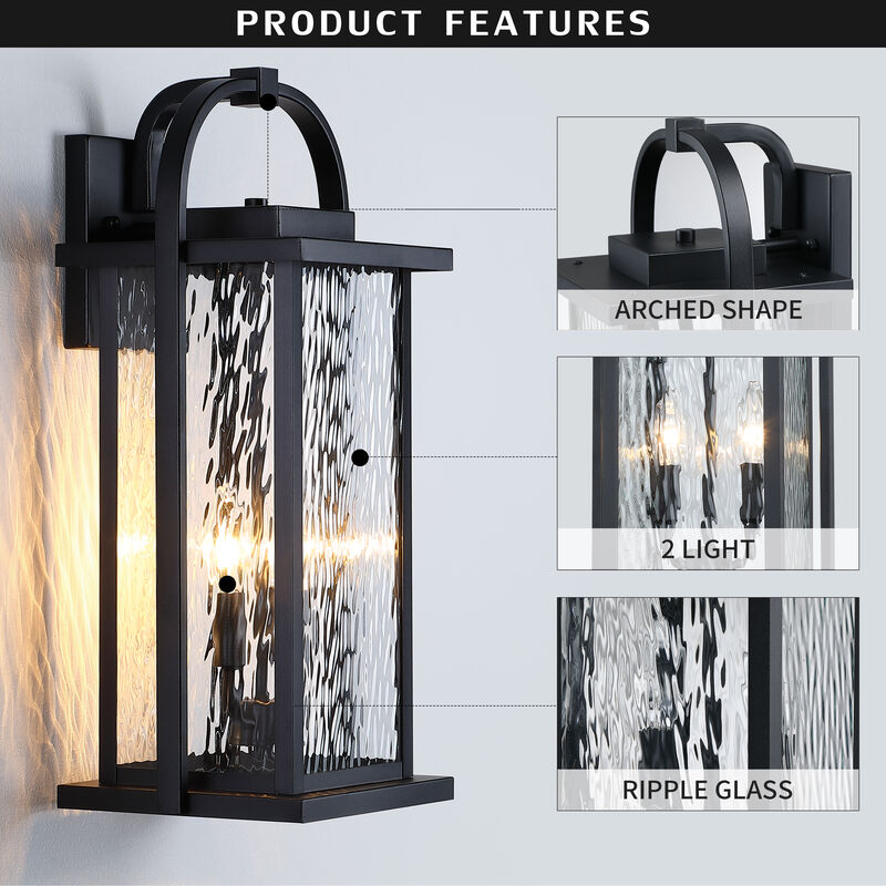 20" Modern 2-Light Outdoor Wall Lantern image number 6
