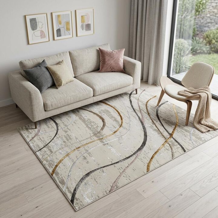 HomeRoots Abstract Non Skid Area Rug