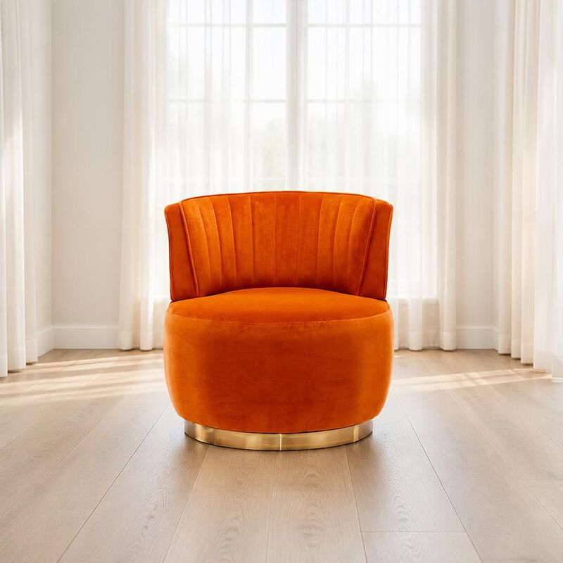 GOODSILO 360 Degree Swivel Barrel Accent Chair, Upholstered Round Armchair for Living Room, Bedroom, Office, Nursery, Lounge, Waiting Rooms image number 3