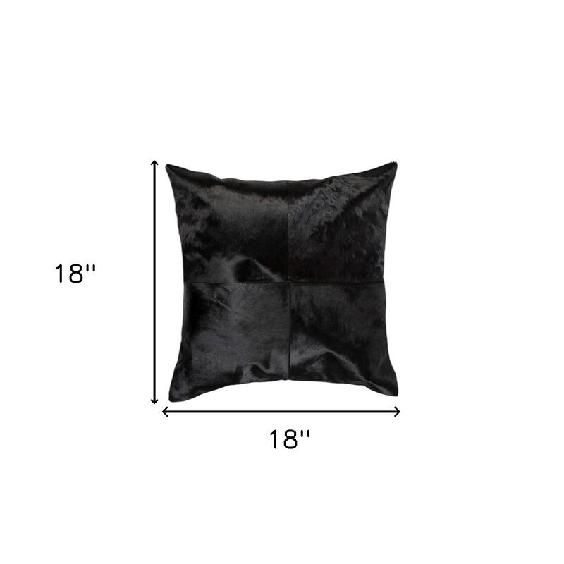 HomeRoots Set of Two 18" Black Cowhide Throw Pillows image number 5