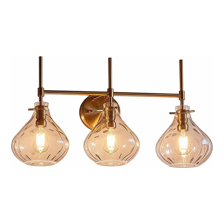 Bathroom Vanity Light, Three-Light Water Ripple Glass Shades