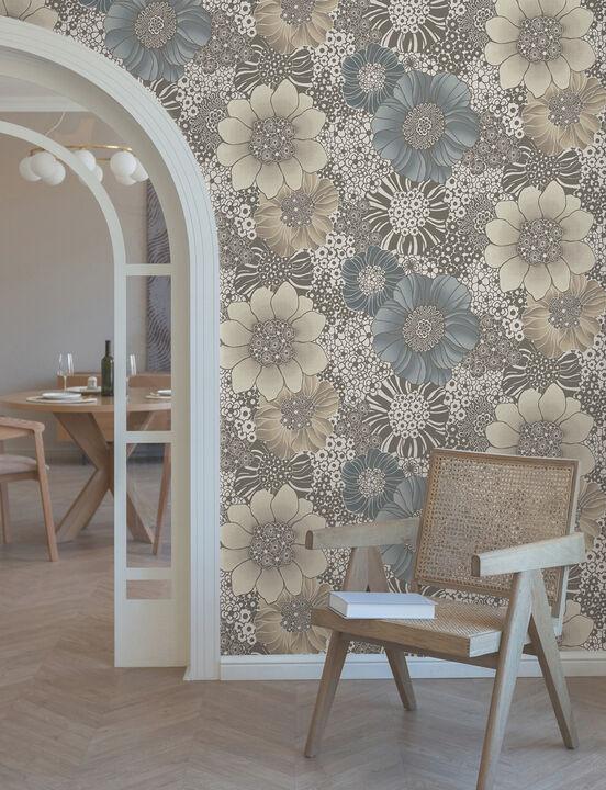 Anemones Brown Peel & Stick Wallpaper