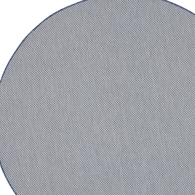 HomeRoots 8' Ivory And Blue Round Geometric Indoor Outdoor Area Rug image number 2