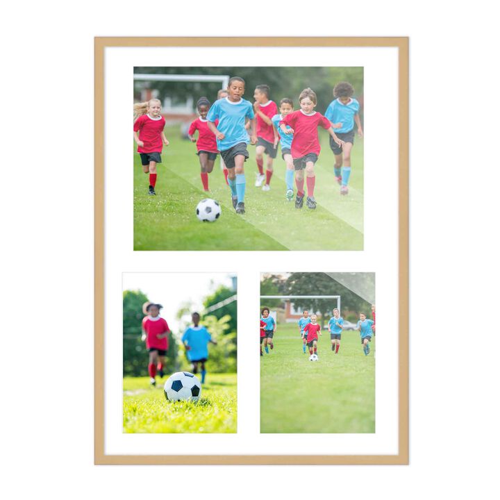 12x17 Wood Collage Frame with a White Mat for 8x10 & 5x7 Pictures