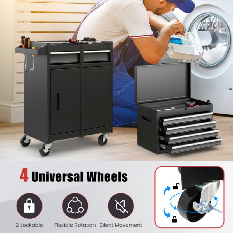 2-in-1 Rolling Tool Chest with 5 Lockable Sliding Drawers, Detachable Metal Tool Cabinet on Wheels image number 5
