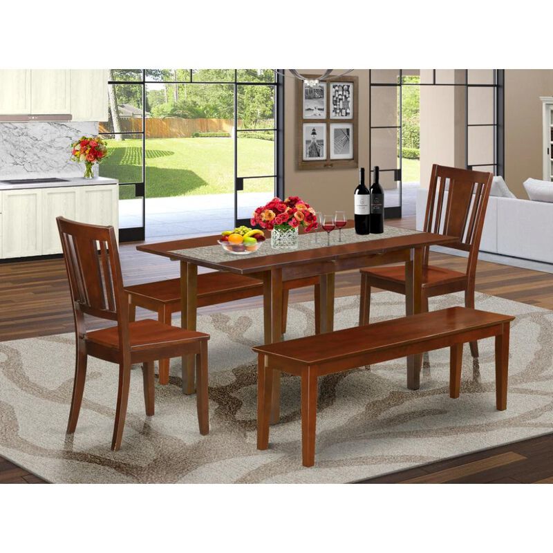 5 PC dinette set for small spaces - Table plus 2 Kitchen Chairs and 2 Benches