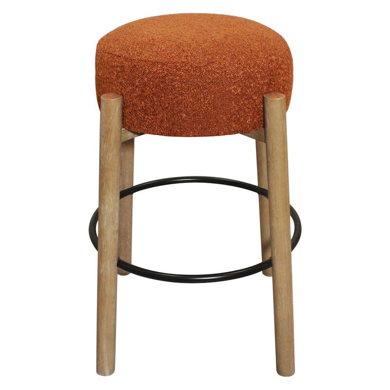 Natalia Barstool in Rust Boucle Fabric 2-Piece Set