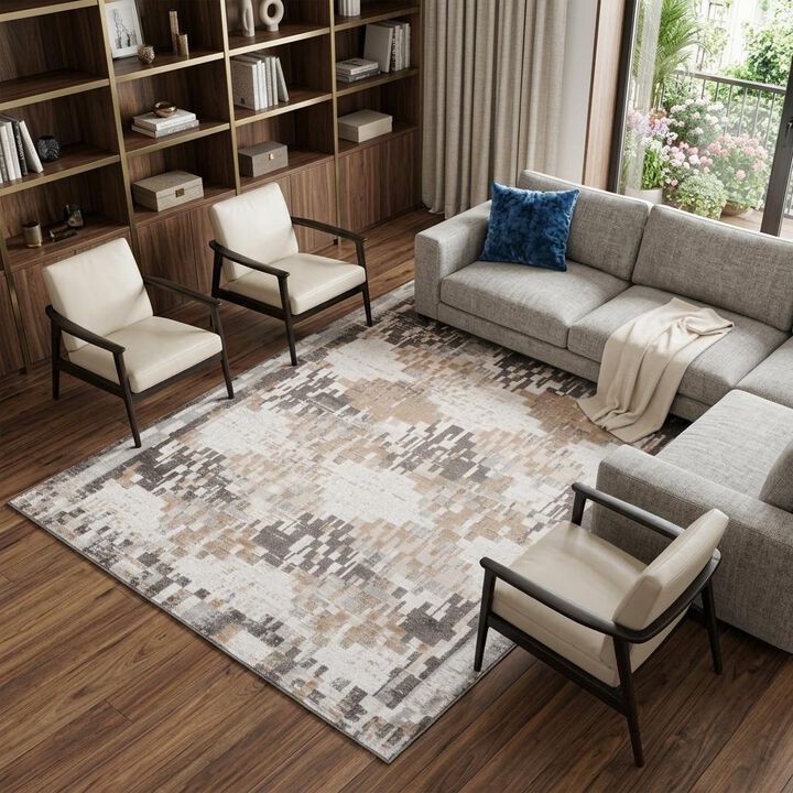 HomeRoots Abstract Distressed Area Rug