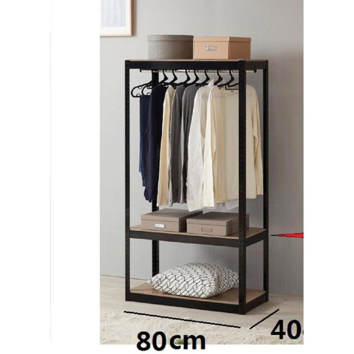 Heavy Duty Clothing Garment Rack, Freestanding Clothing Rack, Portable Closet Wardrobe with 1 Adjustable Wire shelves 1 Clothe Rod for Hanging Clothes, Black