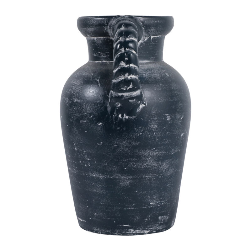 12x9" Twisted Handle Terracotta Vase, Blue image number 3