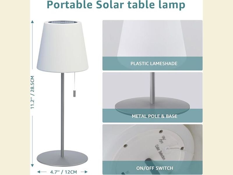 Solar Lamp &ndash; Waterproof 4000mAh Rechargeable Outdoor LED Table Light w/ Remote Gray image number 2