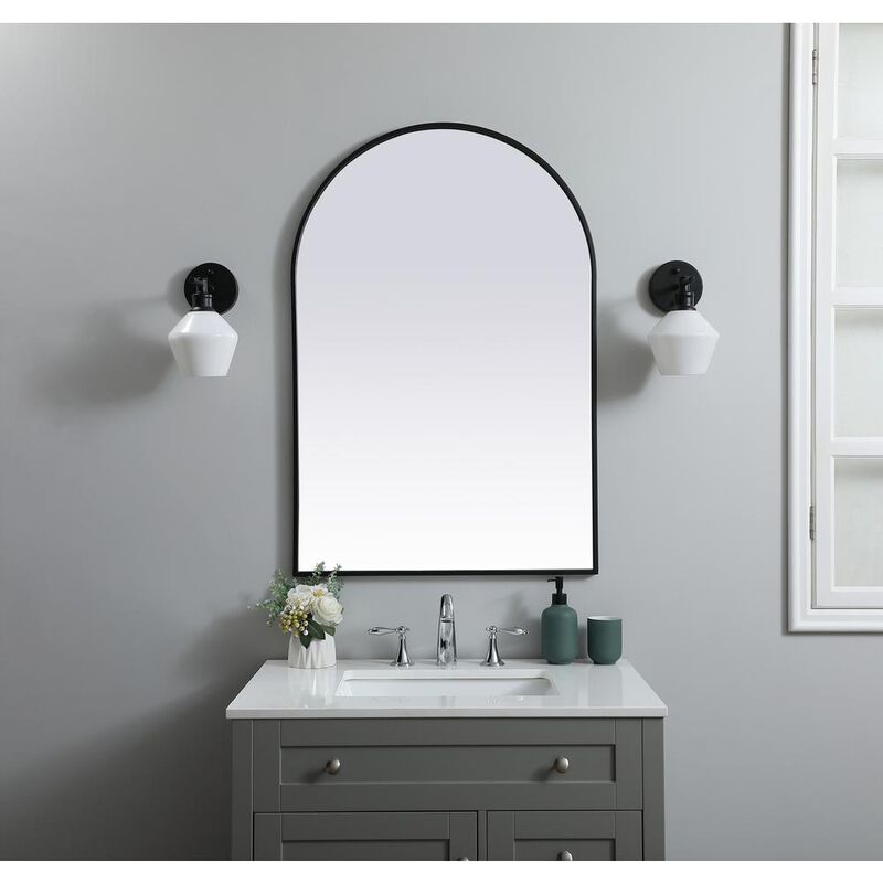 Elegant Decor Metal Frame Arch Mirror 27x40 Inch in Black