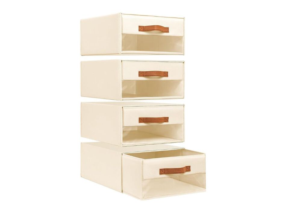 4-Pack Fabric Closet Organizers | Foldable Storage Bins with Clear Window