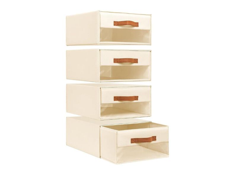 4-Pack Fabric Closet Organizers | Foldable Storage Bins with Clear Window image number 0