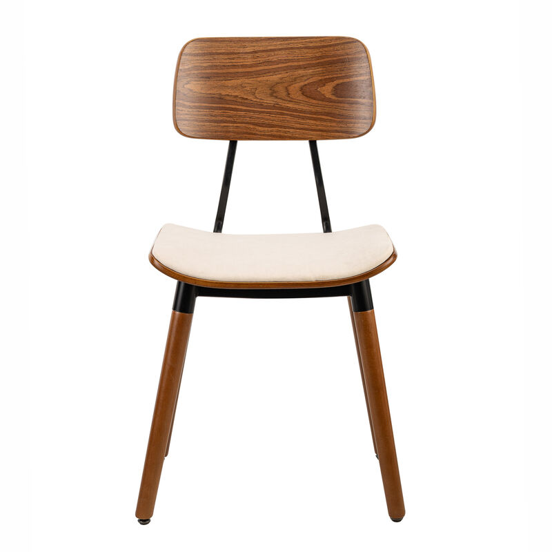 VICTORIA Set of 2 Wood and Faux Leather Dining Chairs