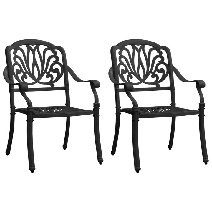 vidaXL Garden Chairs 2 pcs Cast Aluminum Black