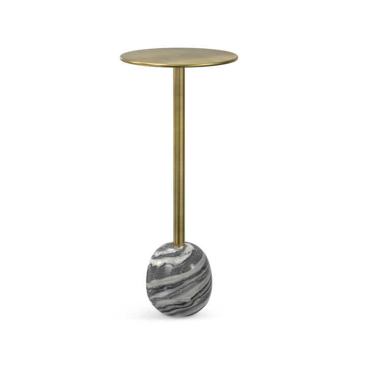 Melene Modern Contemporary 12 inch Wide Metal Side Table in Gold/Grey