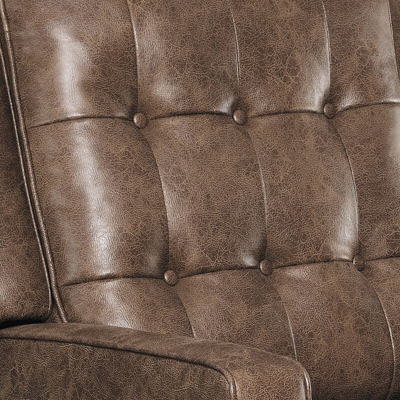 31 Inch Push Back Recliner, Tufted, Tapered Legs, Rich Brown Faux Leather-Benzara