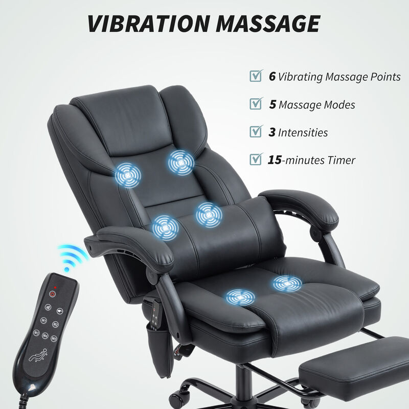 Hivvago Reclining Office Chair with Footrest and Massage Function image number 3