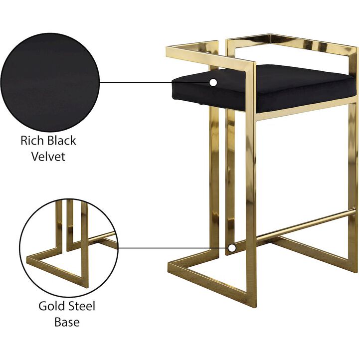 Meridian Furniture Ezra Black Velvet Stool, Set of 2