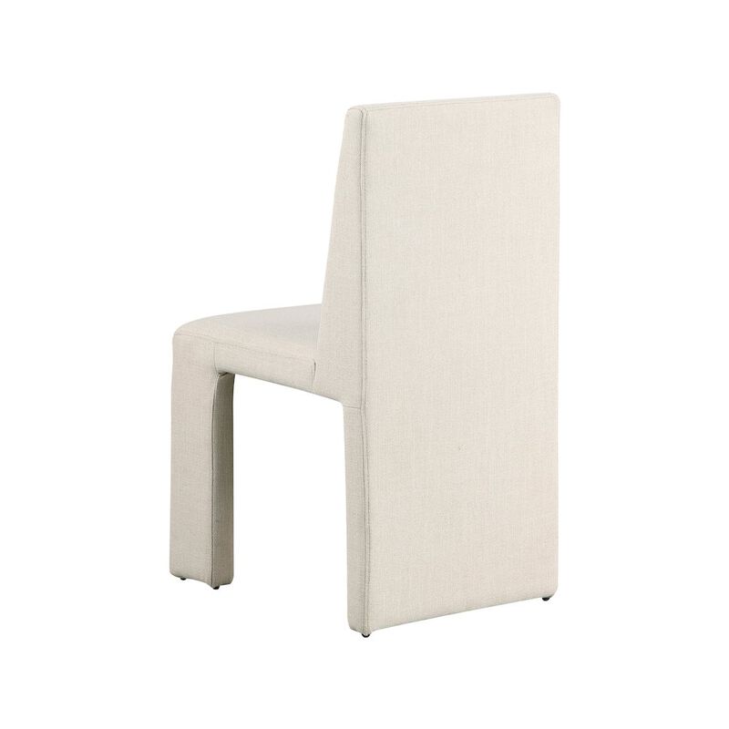 Meridian Furniture Benson Beige Linen Textured Fabric Dining Chair, Set of 2