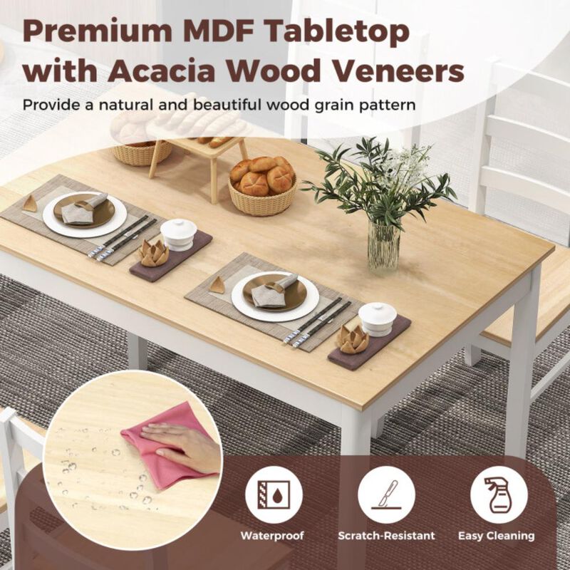 Hivvago 5-Piece Wooden Dining Set with Rectangular Table and 4 Chairs