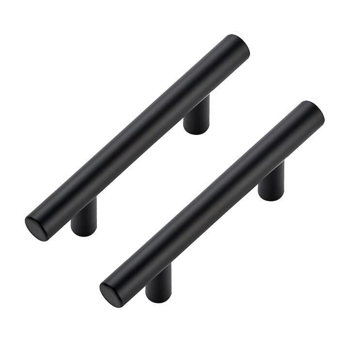 JOY DECOR 5 Pack Cabinet Handles, Black Cabinet Pulls, 3 in Hole Center Kitchen Hardware, Stainless Steel T Bar Handles for Dres