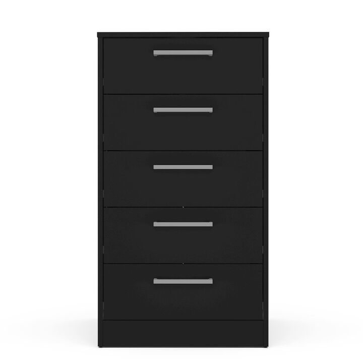 Polifurniture Juliette 5 Drawer Dresser, Black