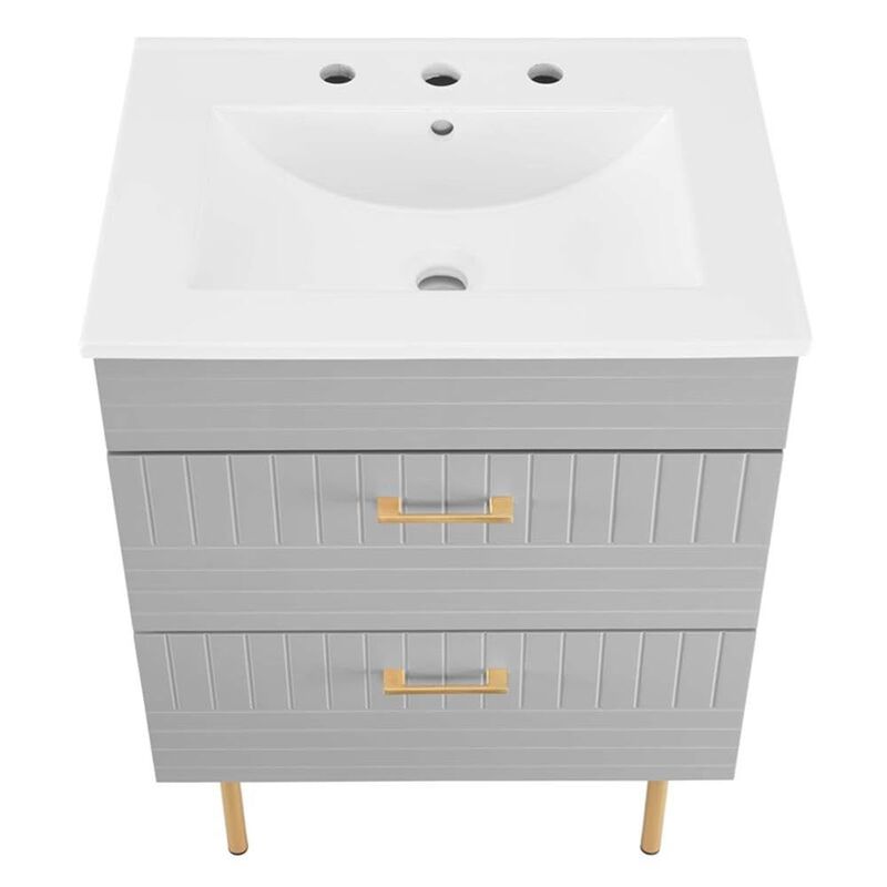 Modway Daybreak Bathroom Vanity, 24" with White Sink, Light Gray image number 4