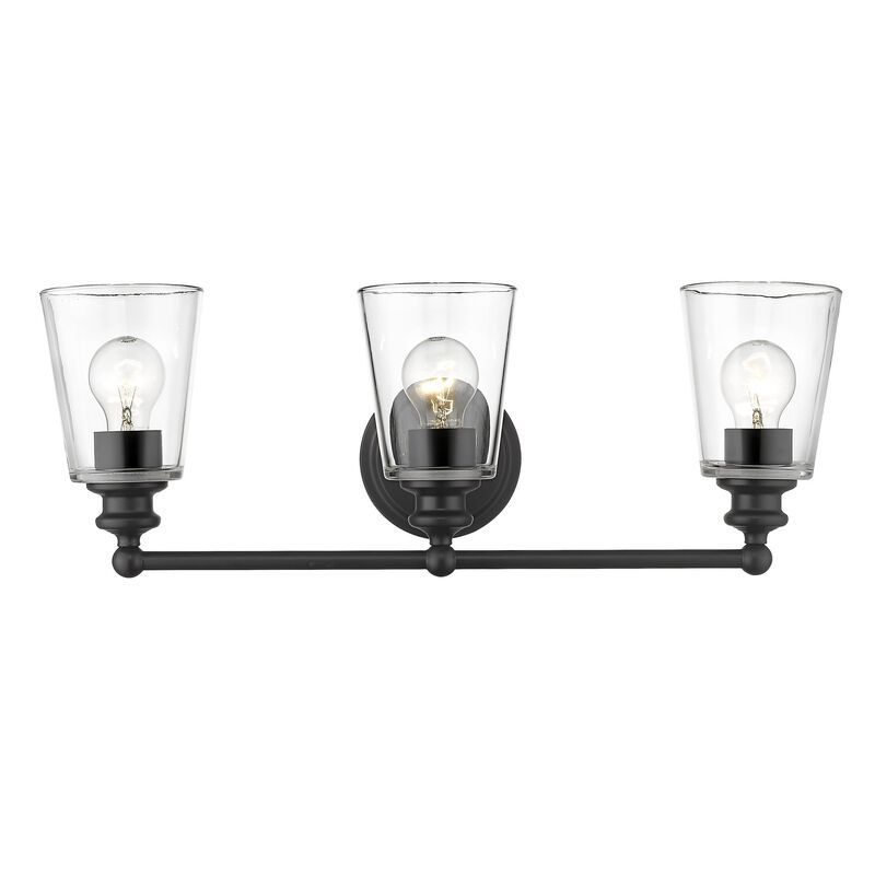Hivvago Three Light Matte Black Glass Shade Wall Sconce