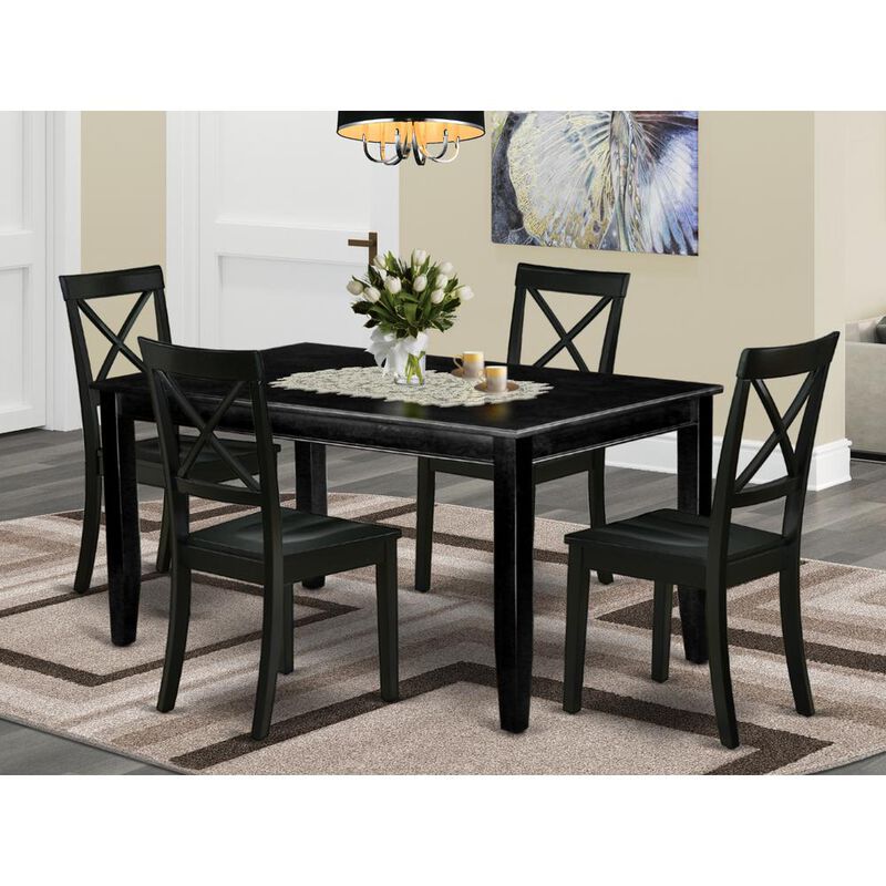 East West Furniture Dining Room Set Black, DUBO5-BLK-W