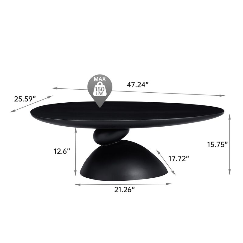 Glibop Lucky Stone-shaped Elliptical Coffee Table image number 9