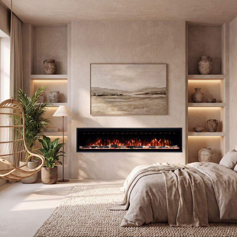 Mondawe 72" Smart Electric Fireplace with 13 Flame Colors, WiFi & Voice Control, LED Ember Bed & Remote image number 1