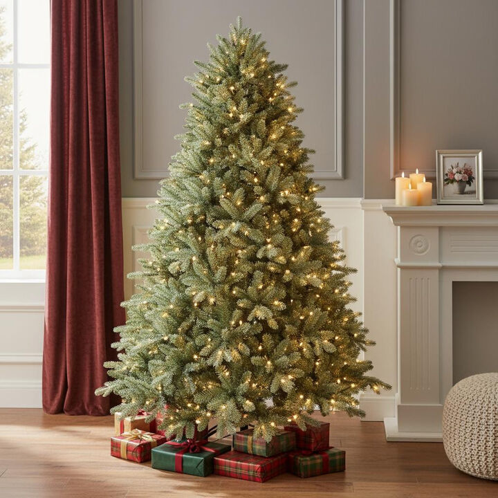 HomeRoots 7' Pre Lit Full Spruce Christmas Tree